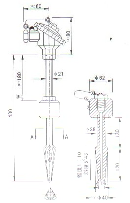 熱套式熱電偶(ou)（熱電阻）産品結(jié)構圖