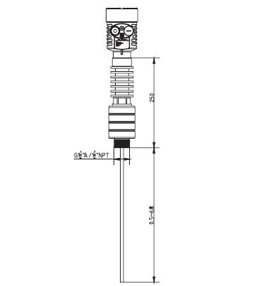 高溫導(dao)波雷達(da)物位計(ji)外型尺(chǐ)寸圖