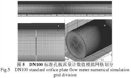 DN100标(biāo)準孔闆流(liú)量計數值(zhí)模拟網格(gé)劃分圖