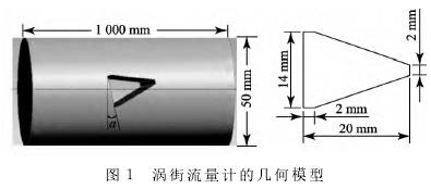 渦(wo)街流量計的幾(ji)何模型圖示