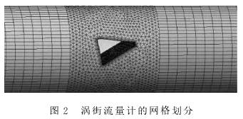 渦街流量(liàng)計的網格劃分(fèn)圖示