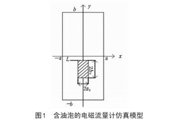 含油(you)泡的電(diàn)磁流量(liang)計仿真(zhen)模型圖(tú)示