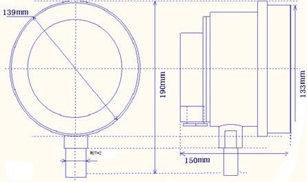 防(fang)爆電接(jie)點雙金(jin)屬溫度(du)計外形(xíng)尺寸