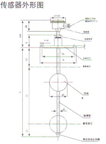 液位顯示(shi)控制儀傳感器外(wài)形圖