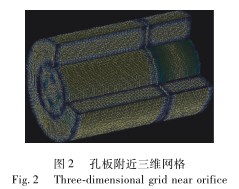 孔闆(pǎn)流量計附(fù)近三維網(wǎng)格圖
