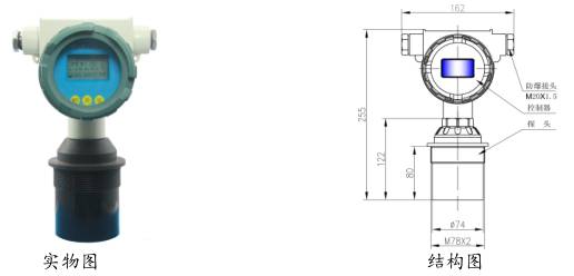 一(yī)體式超聲波(bō)液位計防爆(bào)型圖示